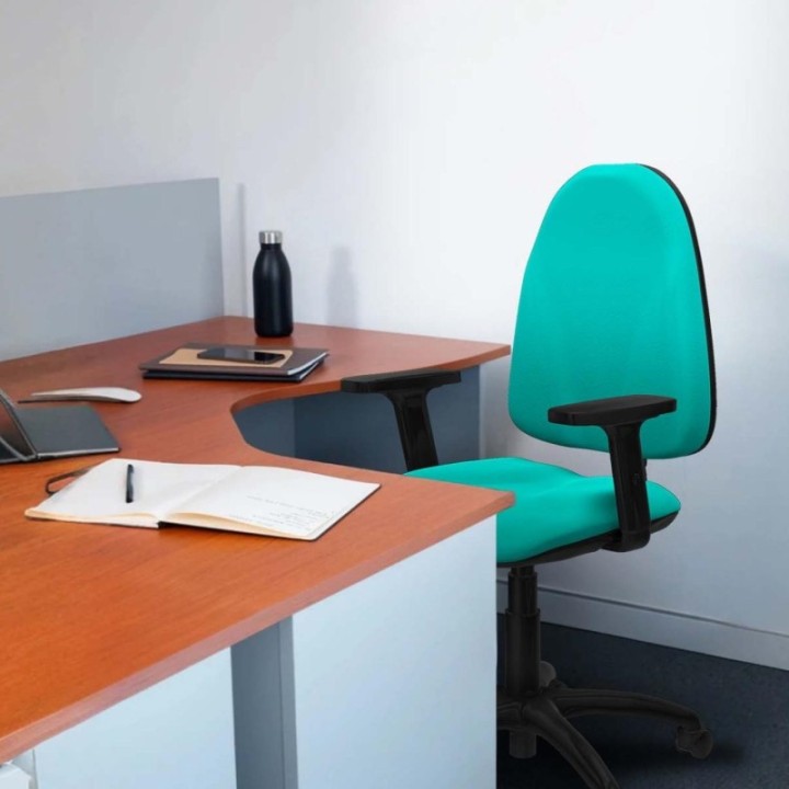 Algarra CP similpiel gris oscuro brazos 2D base poliamida ruedas nailon 50mm