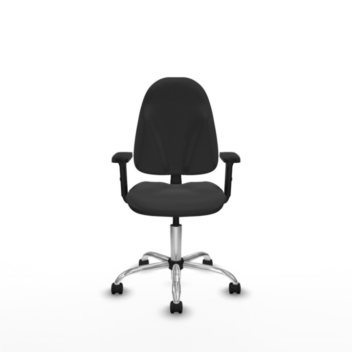 Algarra CP similpiel gris oscuro brazos 2D base cromada ruedas nailon 50mm