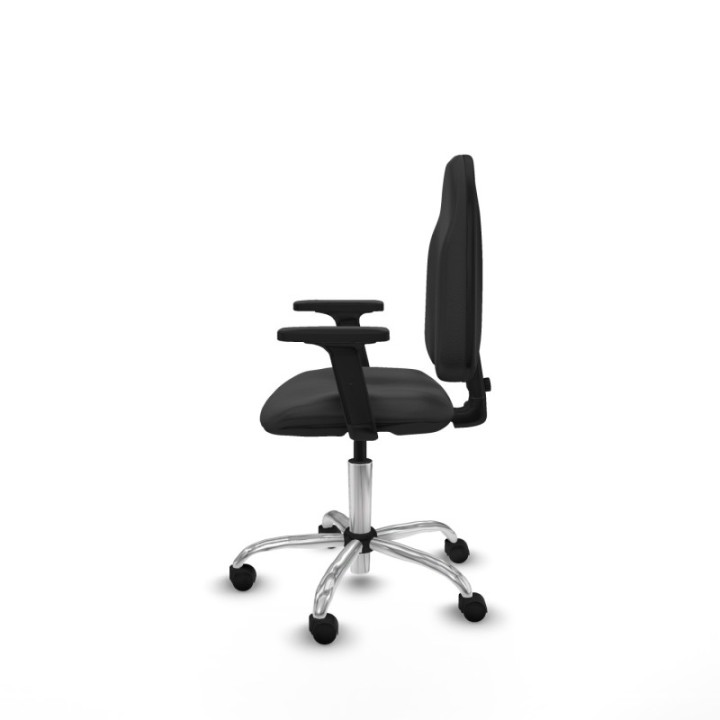 Algarra CP similpiel gris oscuro brazos 2D base cromada ruedas nailon 50mm