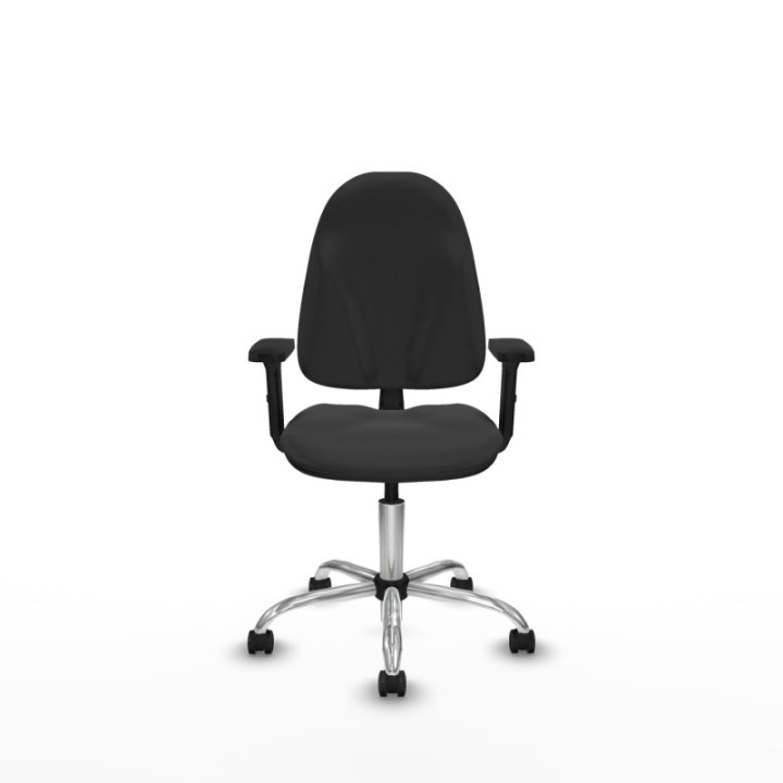 Algarra CP similpiel gris oscuro brazos 2D base cromada ruedas engomadas 50mm