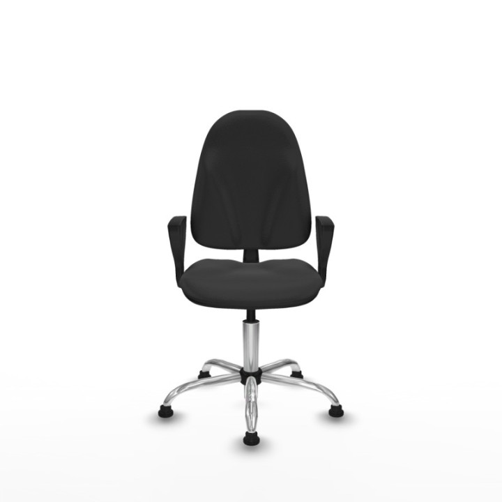 Algarra CP similpiel gris oscuro brazos fijos base cromada topes