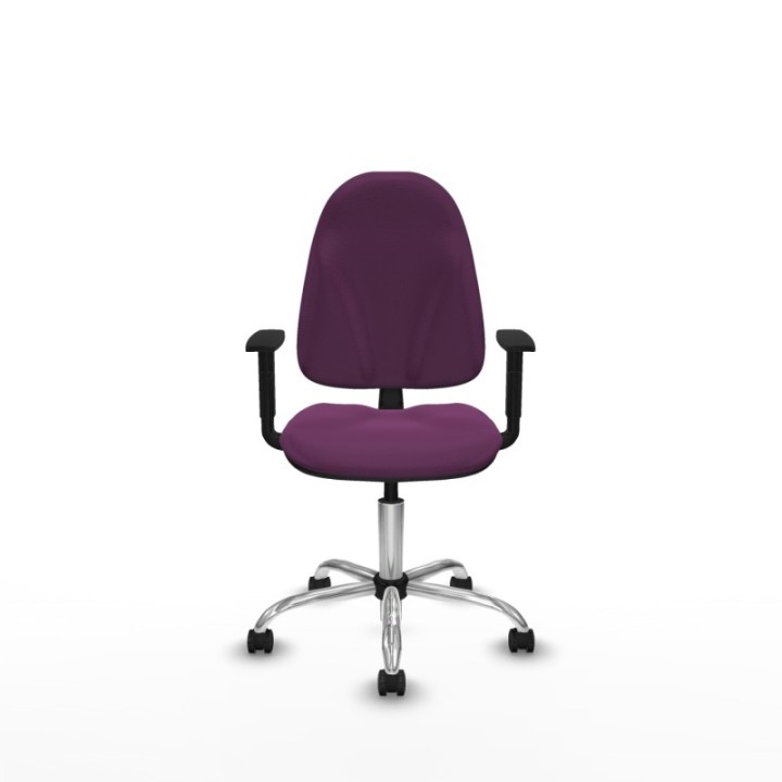 Algarra CP similpiel morado brazos 1D base cromada ruedas autofrenantes 50mm