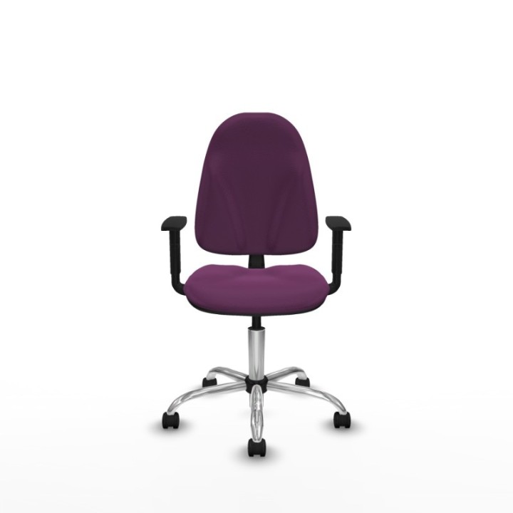 Algarra CP similpiel morado brazos 1D base cromada ruedas nailon 50mm