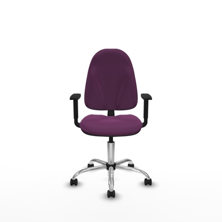 Algarra CP similpiel morado brazos 1D base cromada ruedas engomadas 50mm