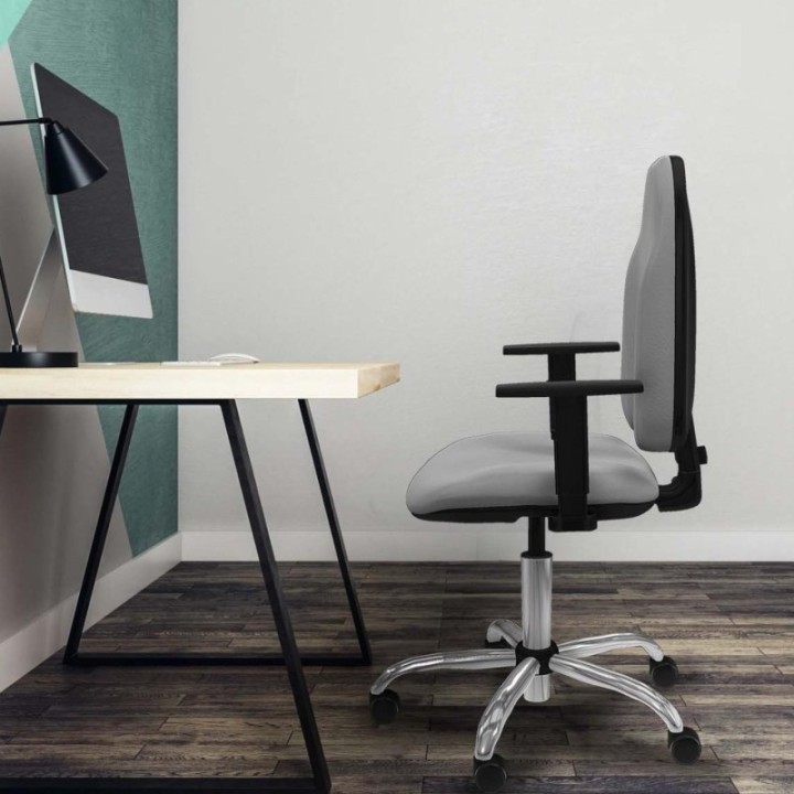 Algarra CP similpiel morado brazos 1D base cromada ruedas engomadas 50mm