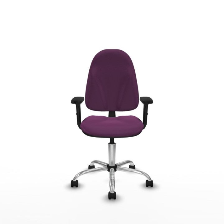 Algarra CP similpiel morado brazos 2D base cromada ruedas nailon 50mm