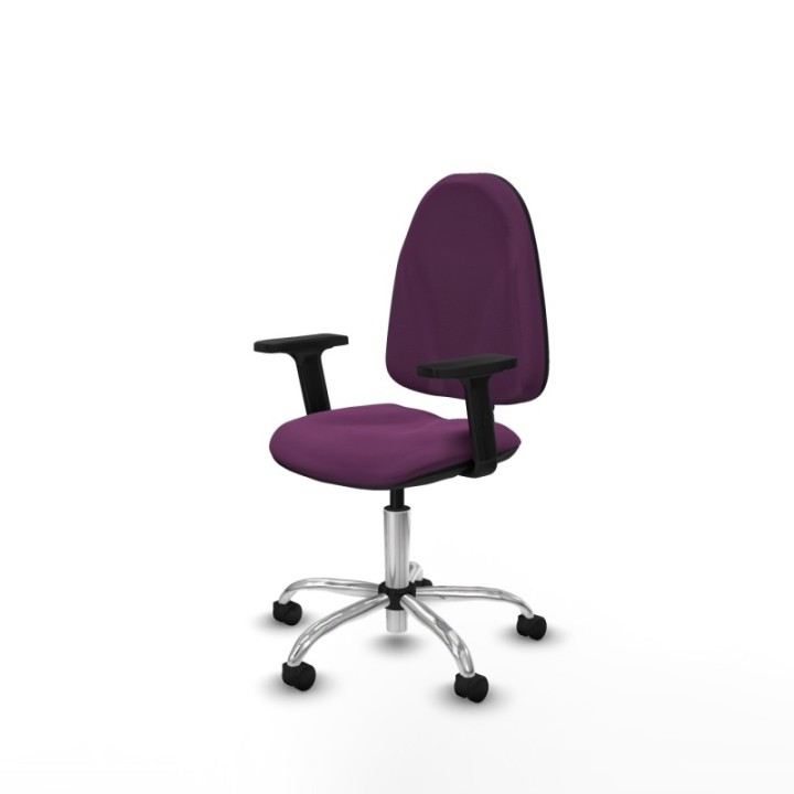 Algarra CP similpiel morado brazos 2D base cromada ruedas nailon 50mm