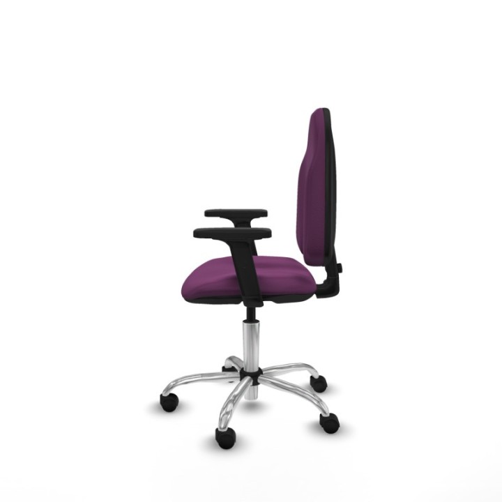 Algarra CP similpiel morado brazos 2D base cromada ruedas nailon 50mm