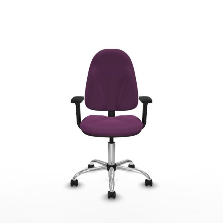 Algarra CP similpiel morado brazos 2D base cromada ruedas engomadas 50mm