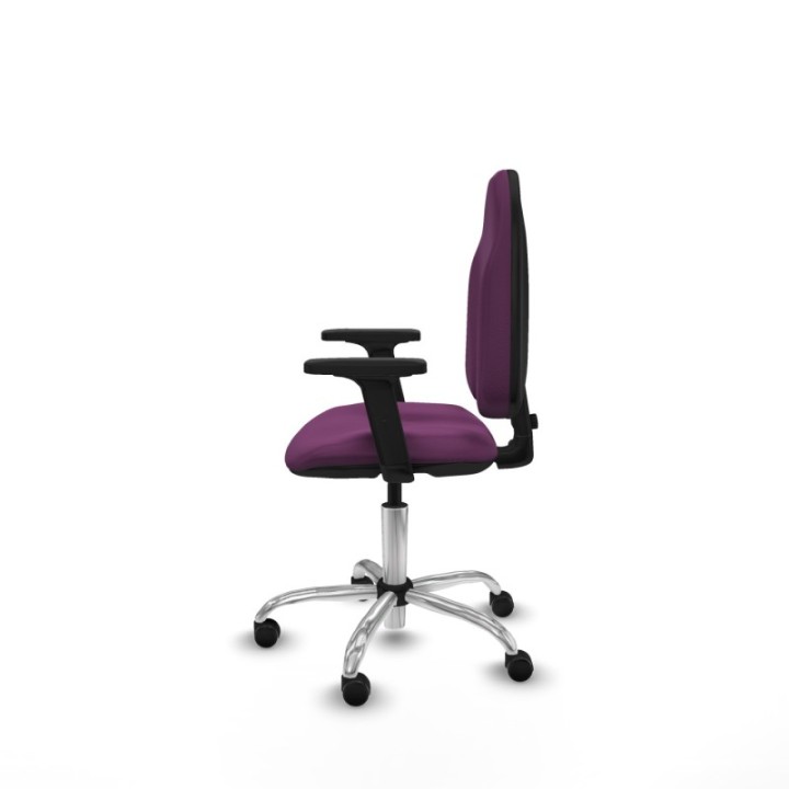 Algarra CP similpiel morado brazos 2D base cromada ruedas engomadas 50mm