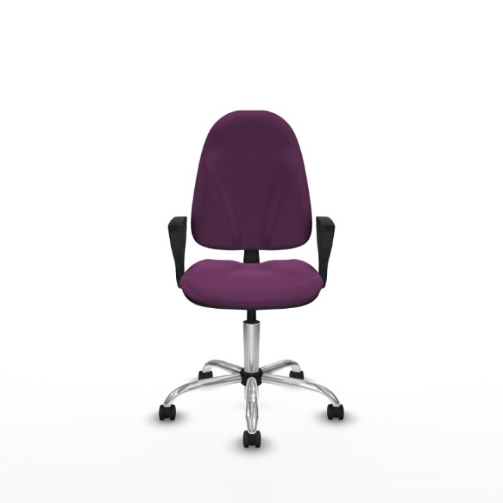 Algarra CP similpiel morado brazos fijos base cromada ruedas autofrenantes 50mm