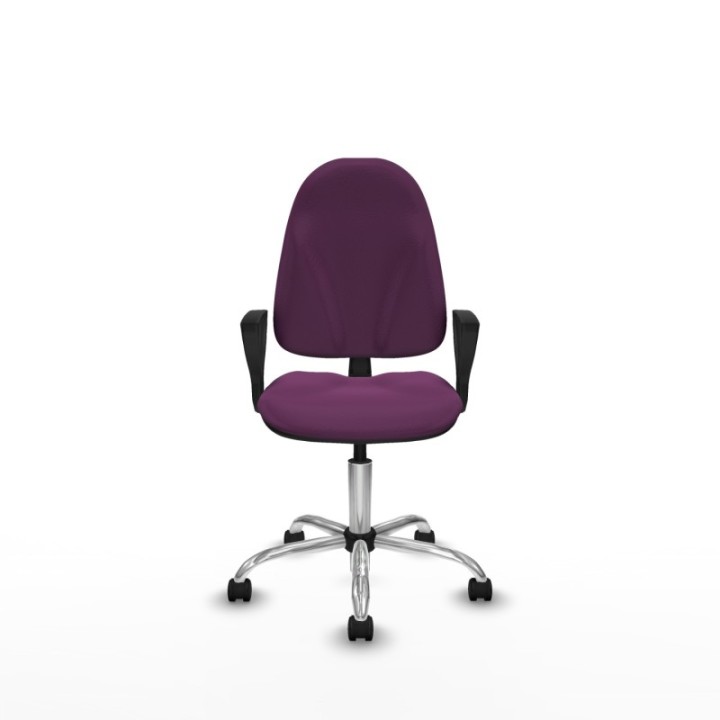 Algarra CP similpiel morado brazos fijos base cromada ruedas nailon 50mm