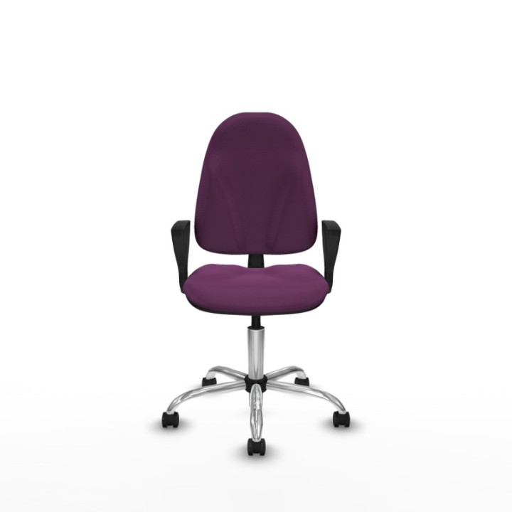 Algarra CP similpiel morado brazos fijos base cromada ruedas engomadas 50mm