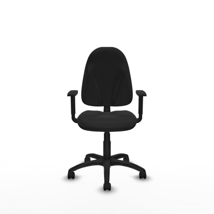 Algarra CP similpiel negro brazos 1D base poliamida ruedas nailon 50mm