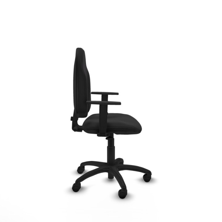 Algarra CP similpiel negro brazos 1D base poliamida ruedas nailon 50mm