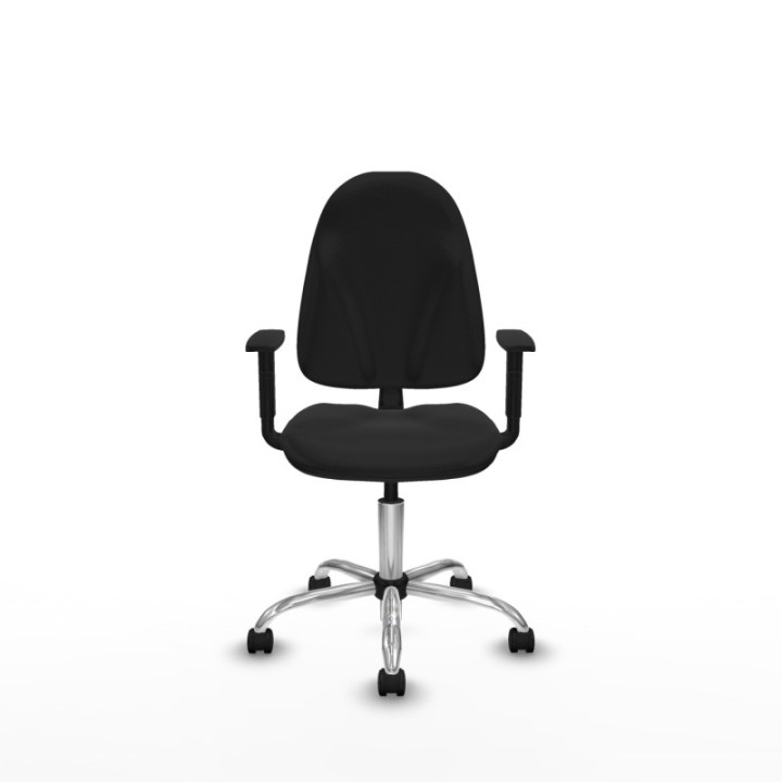 Algarra CP similpiel negro brazos 1D base cromada ruedas nailon 50mm