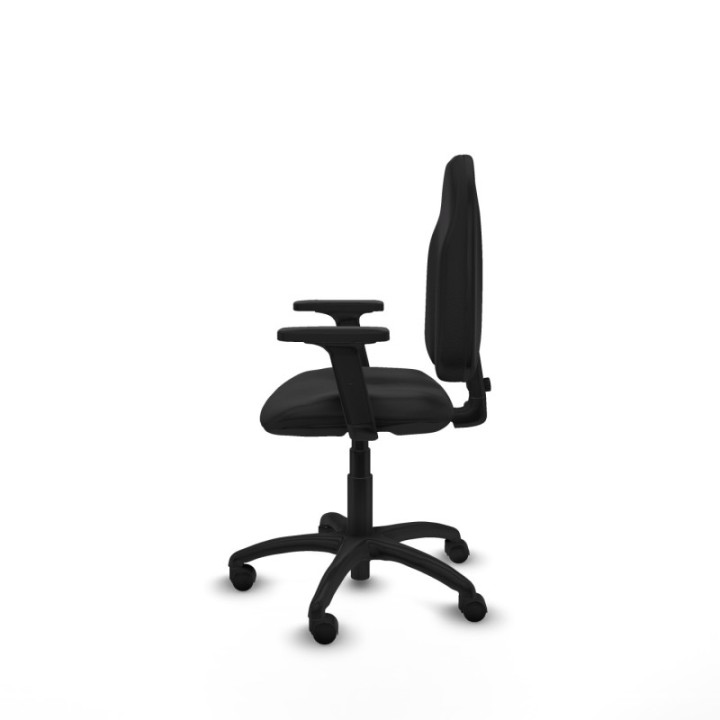 Algarra CP similpiel negro brazos 2D base poliamida ruedas nailon 50mm