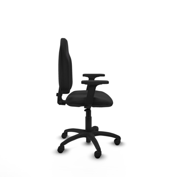 Algarra CP similpiel negro brazos 2D base poliamida ruedas nailon 50mm