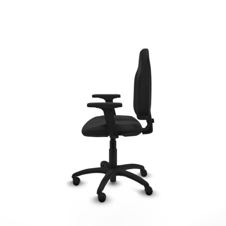 Algarra CP similpiel negro brazos 2D base poliamida ruedas engomadas 50mm