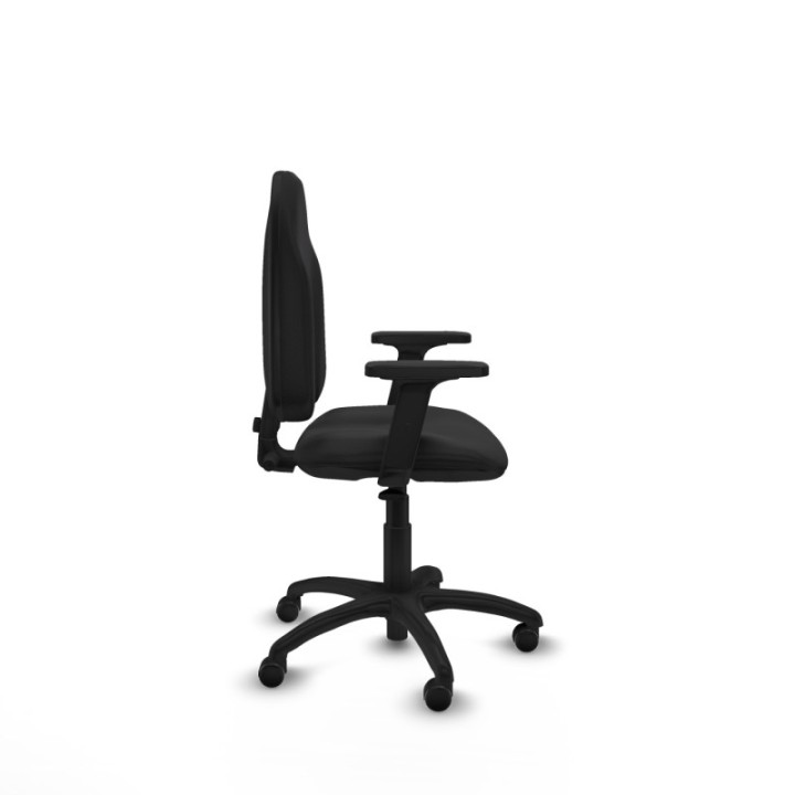 Algarra CP similpiel negro brazos 2D base poliamida ruedas engomadas 50mm