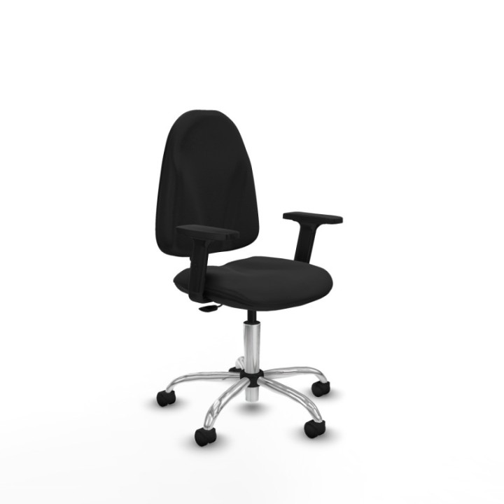 Algarra CP similpiel negro brazos 2D base cromada ruedas nailon 50mm