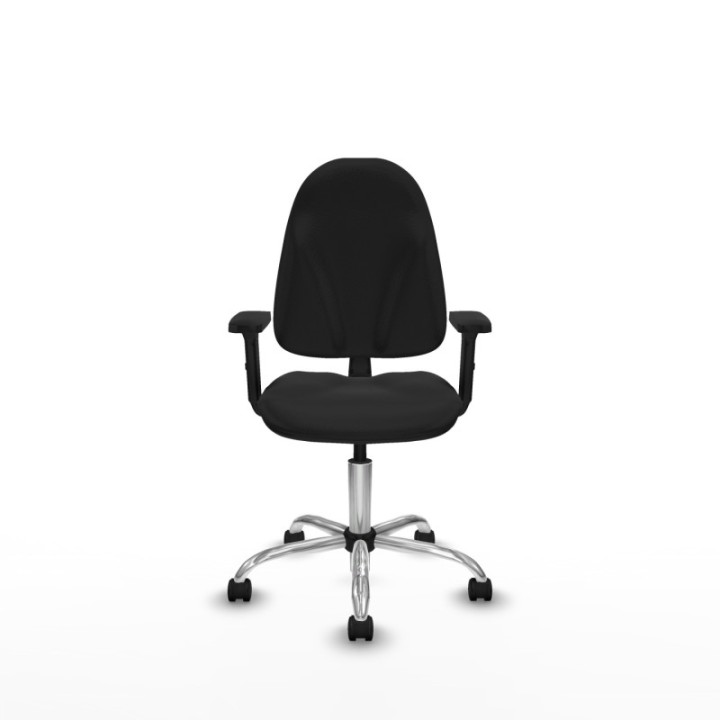 Algarra CP similpiel negro brazos 2D base cromada ruedas nailon 50mm