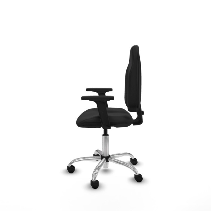 Algarra CP similpiel negro brazos 2D base cromada ruedas nailon 50mm