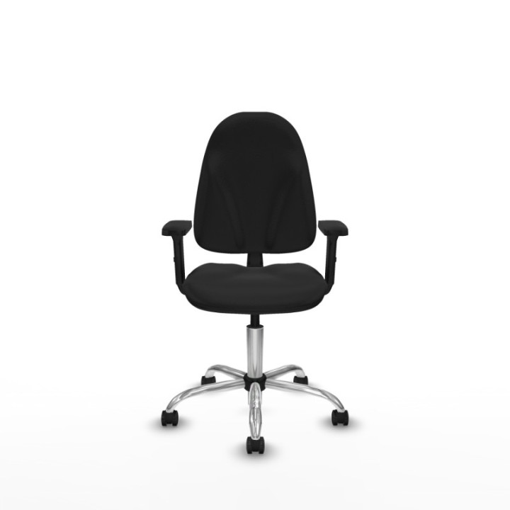 Algarra CP similpiel negro brazos 2D base cromada ruedas engomadas 50mm