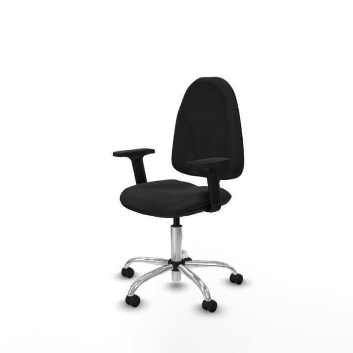 Algarra CP similpiel negro brazos 2D base cromada ruedas engomadas 50mm