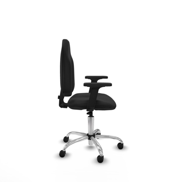 Algarra CP similpiel negro brazos 2D base cromada ruedas engomadas 50mm