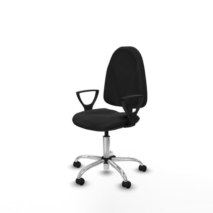 Algarra CP similpiel negro brazos fijos base cromada ruedas autofrenantes 50mm