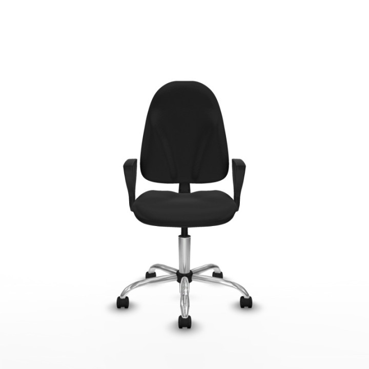 Algarra CP similpiel negro brazos fijos base cromada ruedas nailon 50mm