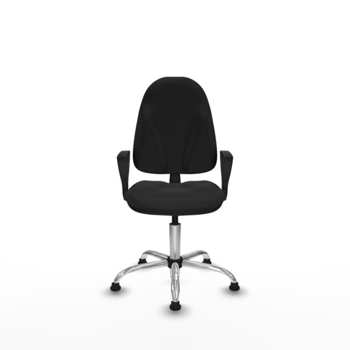 Algarra CP similpiel negro brazos fijos base cromada topes