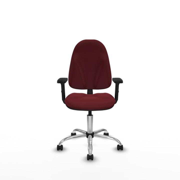 Algarra CP similpiel granate brazos 2D base cromada ruedas engomadas 50mm