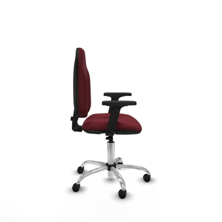 Algarra CP similpiel granate brazos 2D base cromada ruedas engomadas 50mm