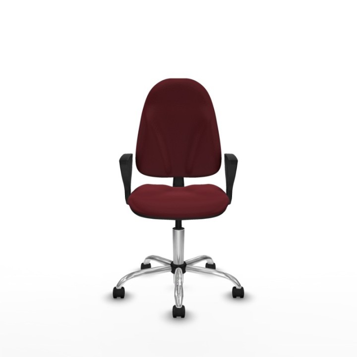 Algarra CP similpiel granate brazos fijos base cromada ruedas nailon 50mm