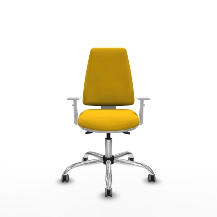 Elche blanca asincro bali amarillo brazos blancos base cromada ruedas 65mm engomadas