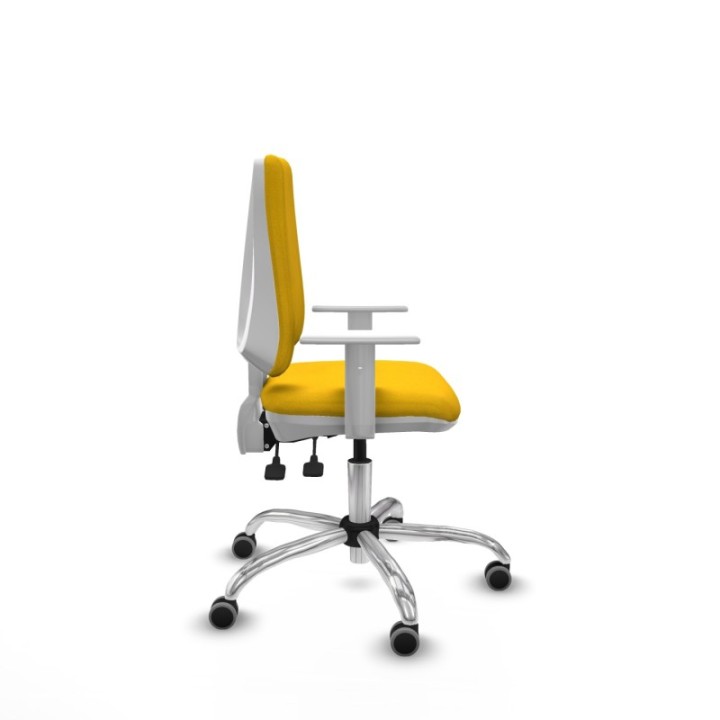 Elche blanca asincro bali amarillo brazos blancos base cromada ruedas 65mm engomadas