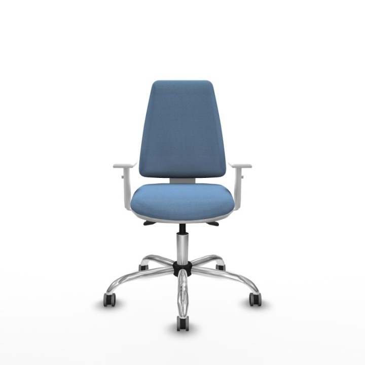 Elche blanca asincro bali azul cielo brazos blancos base cromada ruedas 65mm engomadas