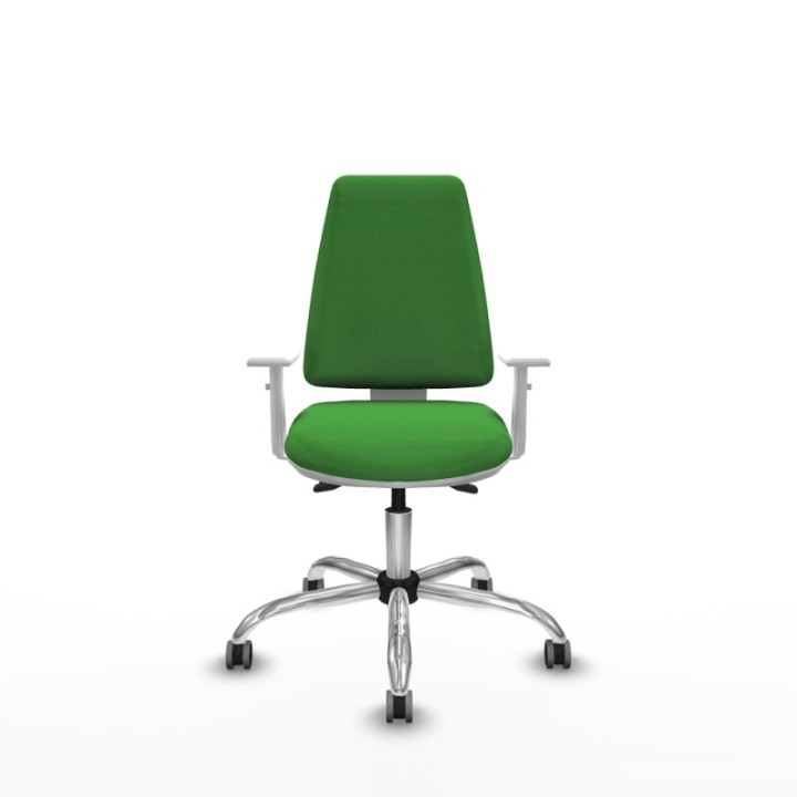 Elche blanca asincro bali verde brazos blancos base cromada ruedas 65mm engomadas