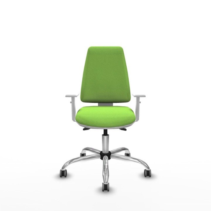 Elche blanca asincro bali pistacho brazos blancos base cromada ruedas 65mm engomadas