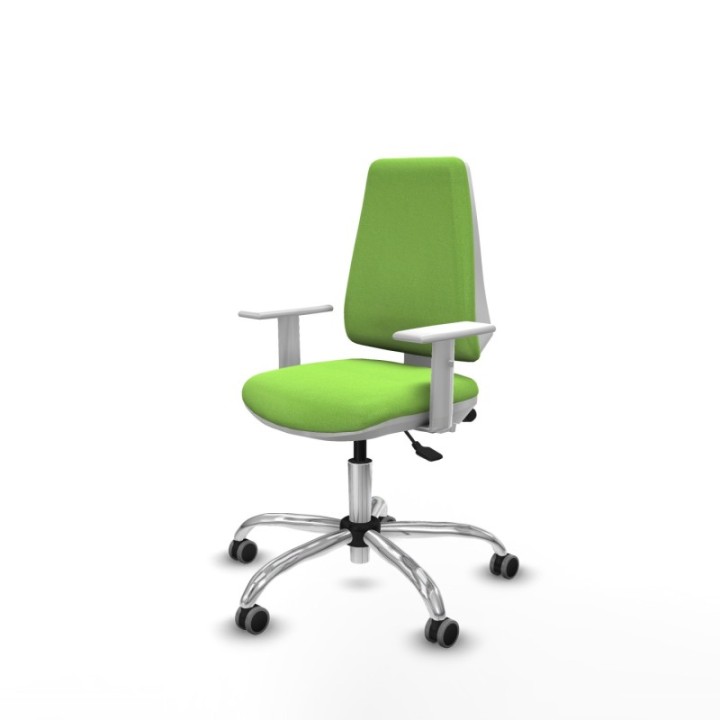 Elche blanca asincro bali pistacho brazos blancos base cromada ruedas 65mm engomadas