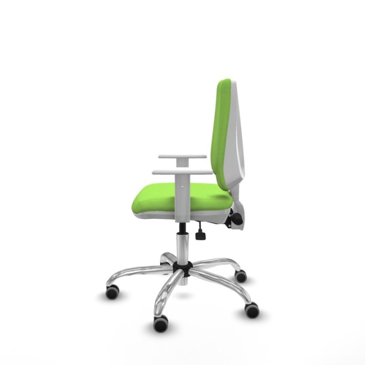 Elche blanca asincro bali pistacho brazos blancos base cromada ruedas 65mm engomadas