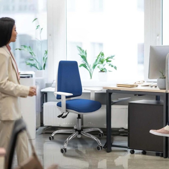 Elche blanca asincro bali pistacho brazos blancos base cromada ruedas 65mm engomadas