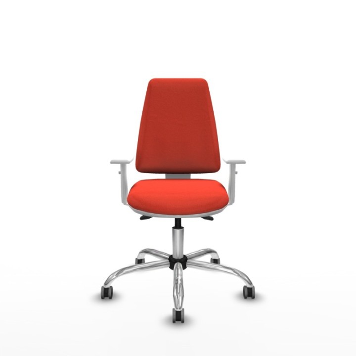 Elche blanca asincro bali naranja oscuro brazos blancos base cromada ruedas 65mm engomadas