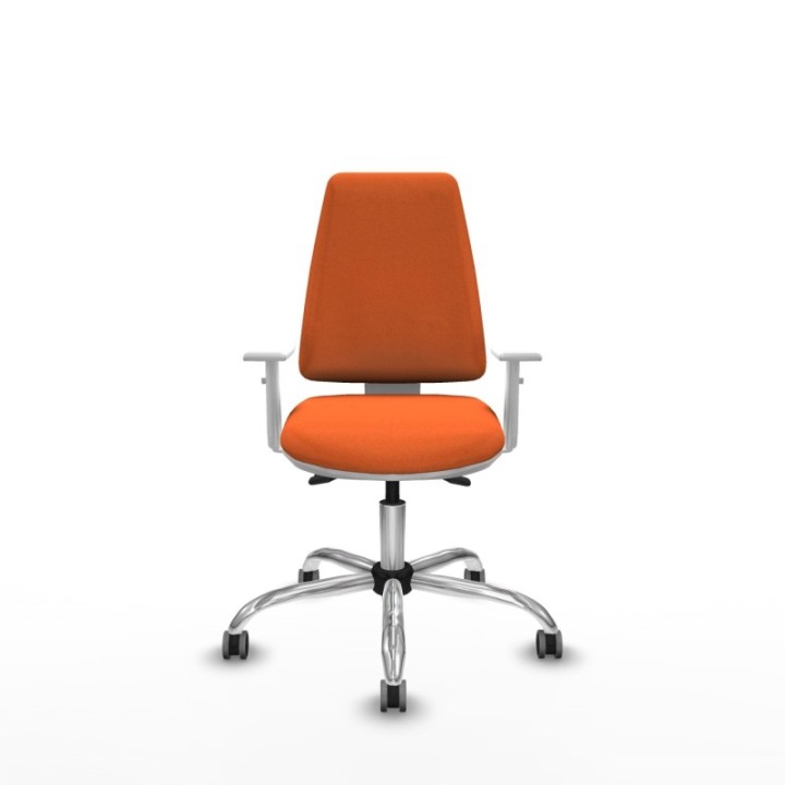 Elche blanca asincro bali naranja brazos blancos base cromada ruedas 65mm engomadas