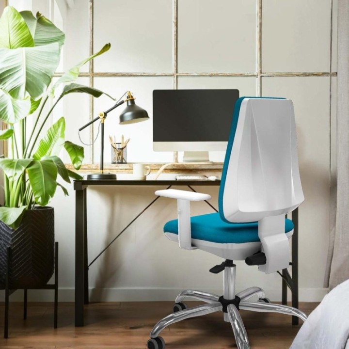 Elche blanca asincro bali rojo brazos blancos base cromada ruedas 65mm engomadas