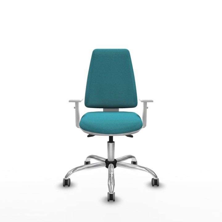 Elche blanca asincro bali turquesa brazos blancos base cromada ruedas 65mm engomadas