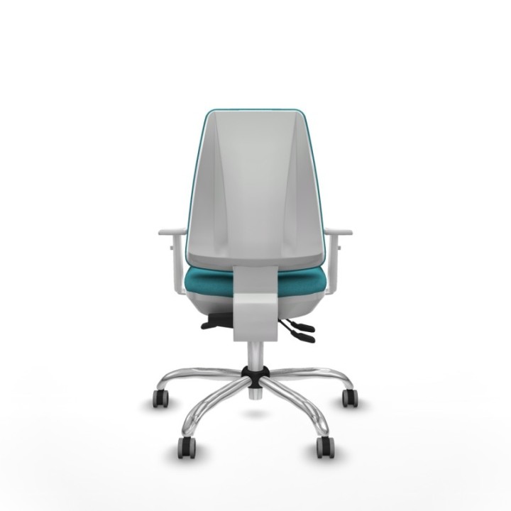 Elche blanca asincro bali turquesa brazos blancos base cromada ruedas 65mm engomadas