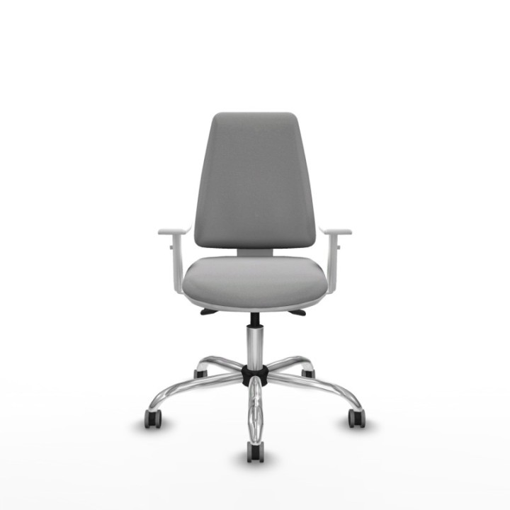 Elche blanca asincro bali gris claro brazos blancos base cromada ruedas 65mm engomadas